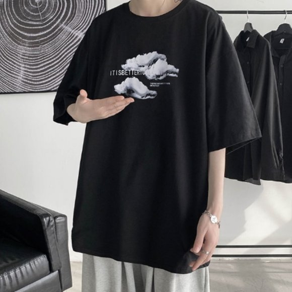 Printed half sleeve round neck slim fit fashion elastic short sleeve T-shirt - Picture 2 of 2